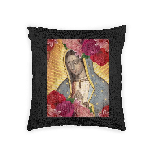 Our Lady of Guadalupe Rose Mexican Catholic Juan D Woven Pillows