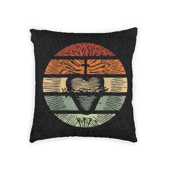 Sacred Heart of Jesus Christ Retro Sunset Art Cath Woven Pillows