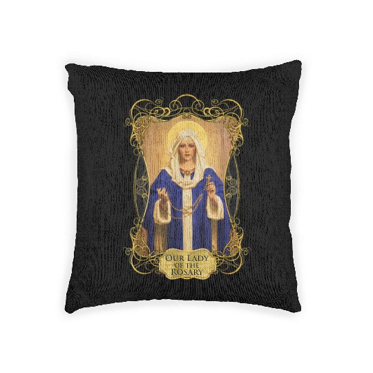 Our Lady of the Rosary Catholic Prayer Rosaries Ma Woven Pillows