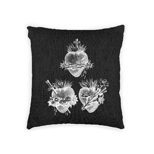 Sacred Heart of Jesus and Immaculate Heart of Mary Woven Pillows