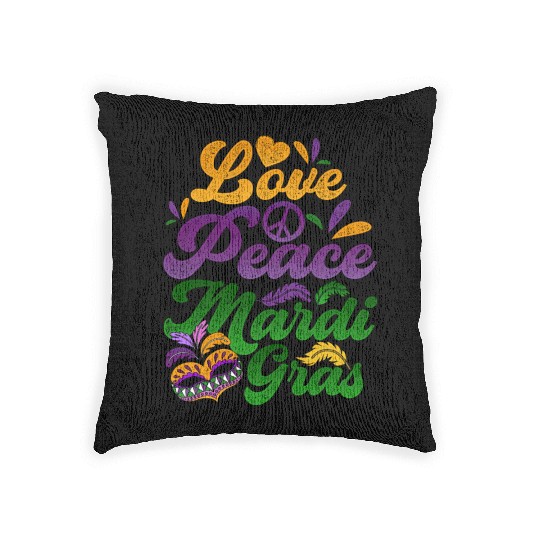 Mardi Gras - Love Peace and Mardi Gras Woven Pillows