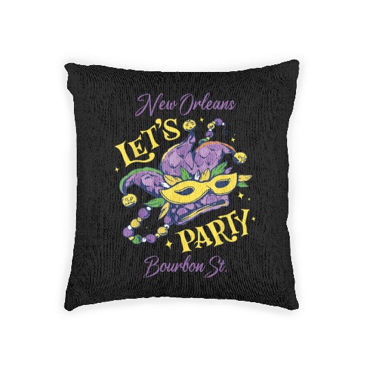 Mardi Gras Bourbon Street New Orleans Souvenir Lou Woven Pillows