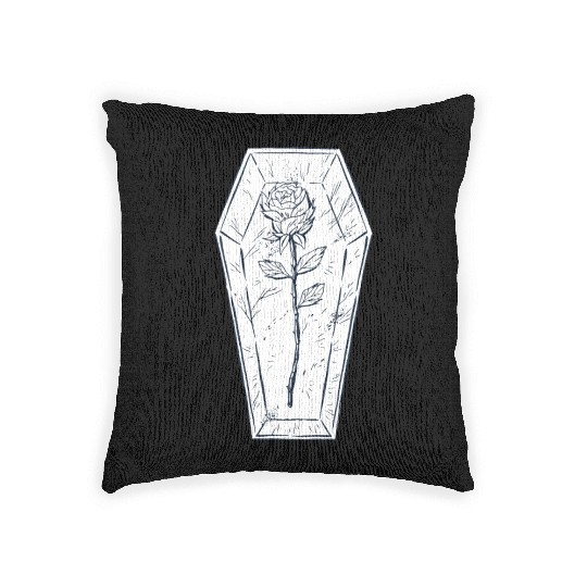 Coffin rose art Coffin rose art inspiration store Woven Pillows