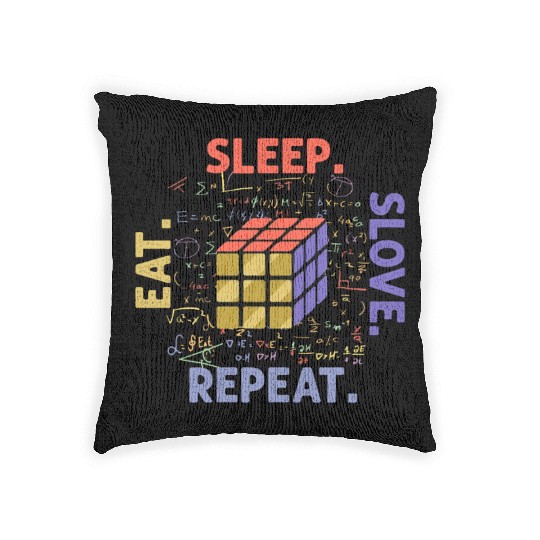 Eat Sleep Solve Repeat Math Speed Cubing Genie Woven Pillows