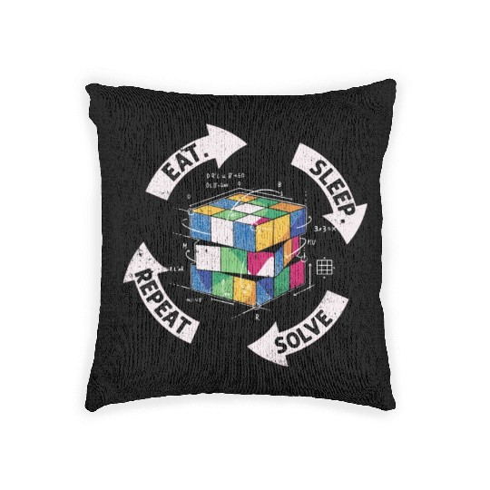Eat Sleep Solve Repeat Math Speed Cubing Genie Woven Pillows