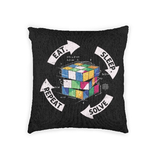Eat Sleep Solve Repeat Math Speed Cubing Genie Woven Pillows