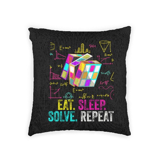 Eat Sleep Solve Repeat Math Speed Cubing Genie Woven Pillows