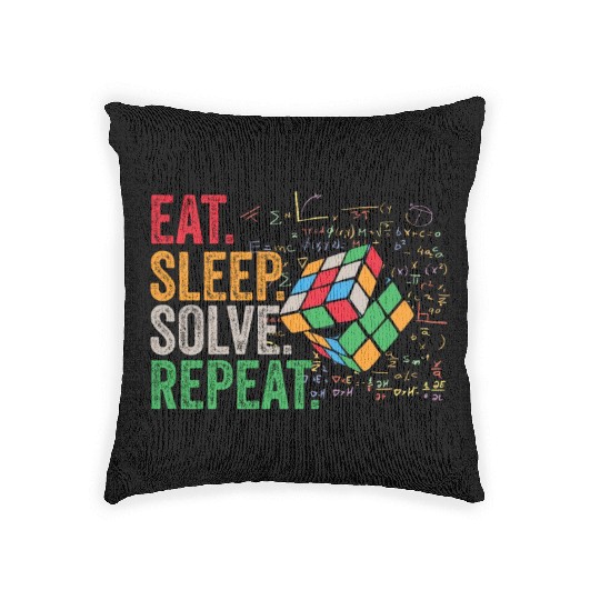 Eat Sleep Solve Repeat Math Speed Cubing Genie Woven Pillows