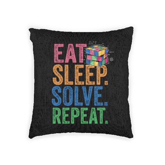 Eat Sleep Solve Repeat Math Speed Cubing Genie Woven Pillows
