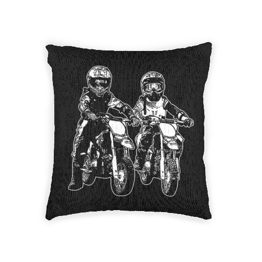 Kids Brother Sister Friends Motorbike Rider Dirt Woven Pillows