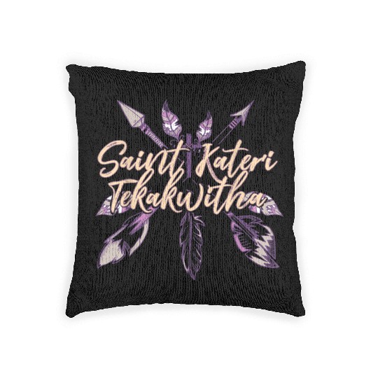 St Kateri Tekakwitha Saint Catholic Lily of the Mo Woven Pillows
