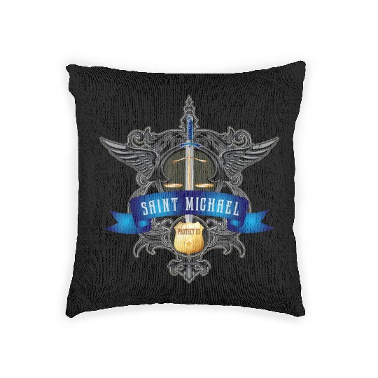 Saint Michael Patron Saint of Police Officers Cath Woven Pillows
