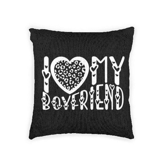 I Love My Boyfriend I Heart My Boyfriend Leopard Woven Pillows