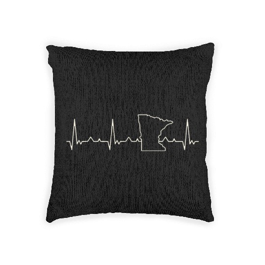 Minnesota State USA. Heart. Love. EKG. Pulse. Woven Pillows