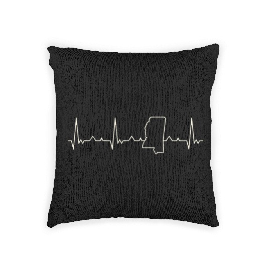 Mississippi State USA. Heart. Love. EKG. Pulse. Woven Pillows