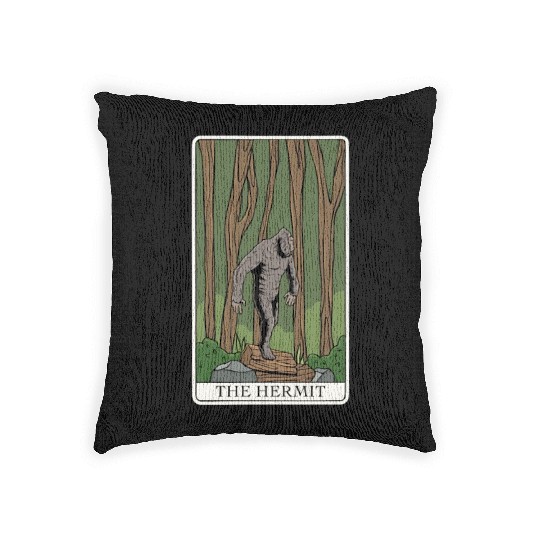 Bigfoot Tarot Card "The Hermit" for a Tarot Reader Woven Pillows