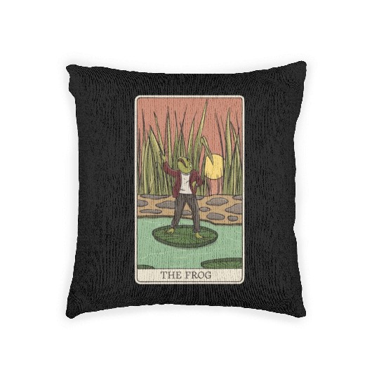 Cottagecore Frog Tarot Card "The FROG" for a Tarot Woven Pillows