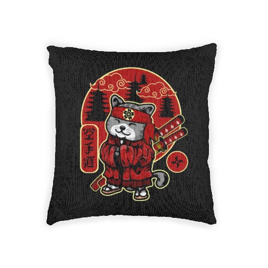 Samurai Cat Woven Pillows