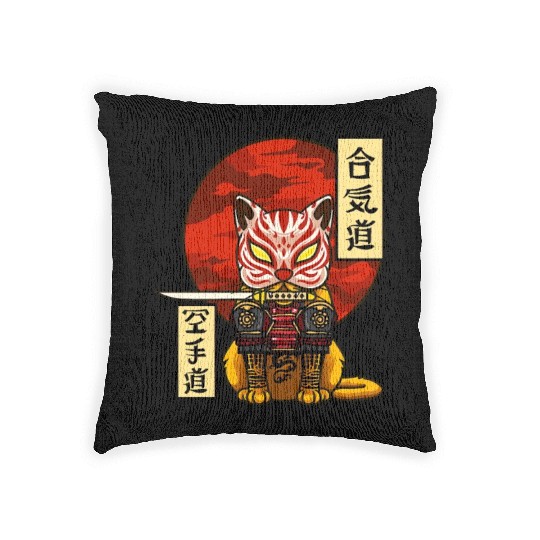 Samurai Cat Woven Pillows