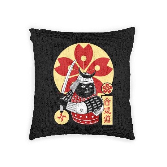 Samurai Cat Woven Pillows
