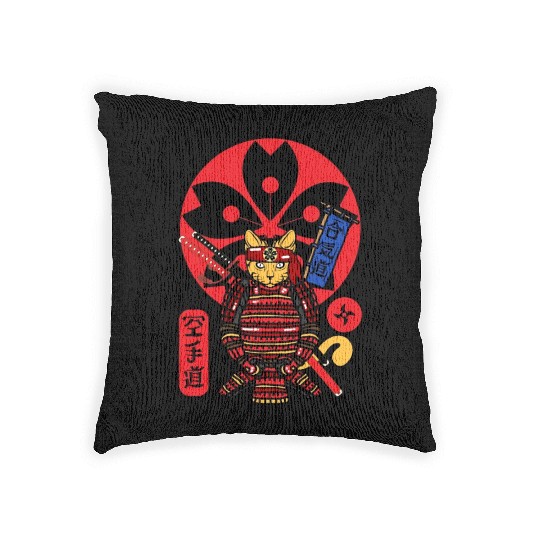 Samurai Cat Woven Pillows