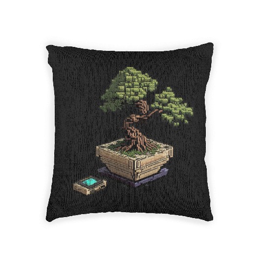 8 Bit Bonsai Tree Woven Pillows
