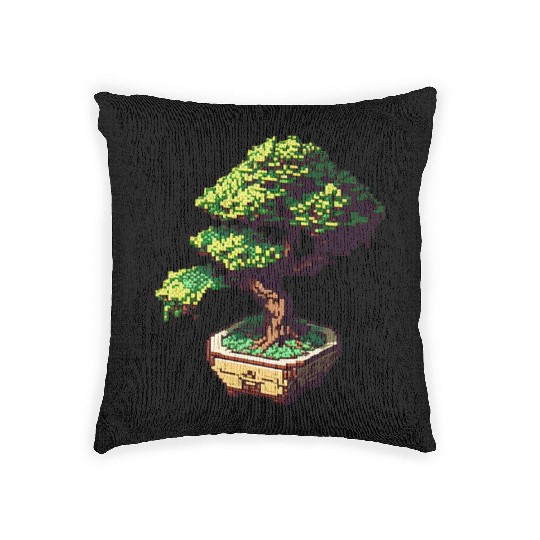 8 Bit Bonsai Tree Woven Pillows