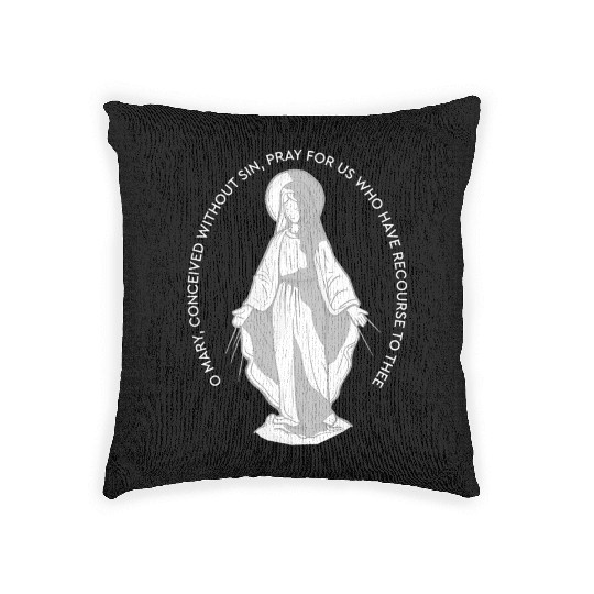 Our Lady of Grace Medal Mary Catholic F Woven Pillows