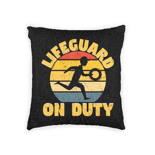 Lifeguard On Duty Distressed Woven Pillows