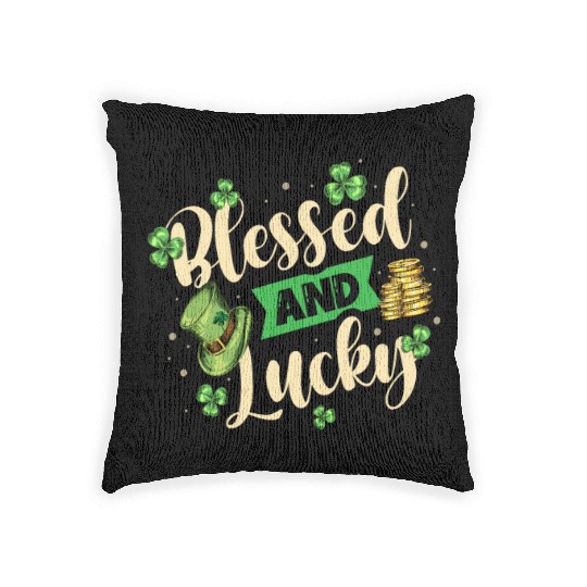 Blessed And Lucky Irish Pride St. Patricks Day Woven Pillows