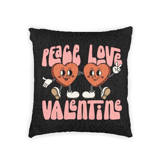 Peace Love Valentine Candy Heart Woven Pillows