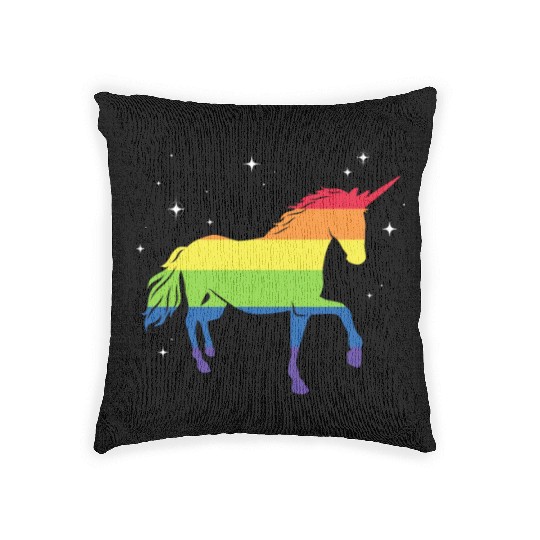 LGBT Unicorn Rainbow Flag Woven Pillows