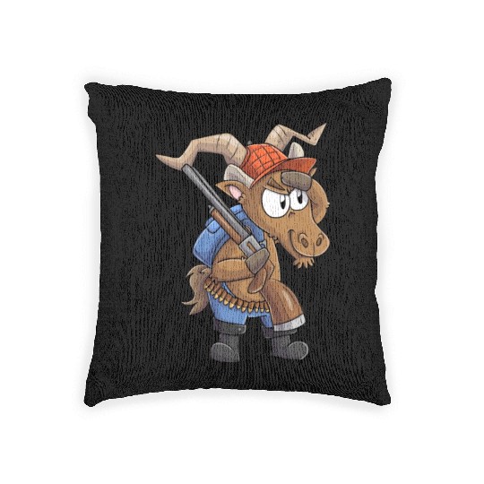 Capricorn hunter / Capricorn with hunting rifle Woven Pillows