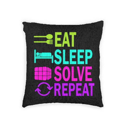 Eat Sleep Solve Repeat Math Speed Cubing Genie Woven Pillows