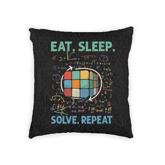Eat Sleep Solve Repeat Math Speed Cubing Genie Woven Pillows