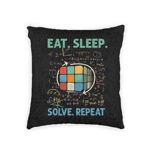 Eat Sleep Solve Repeat Math Speed Cubing Genie Woven Pillows