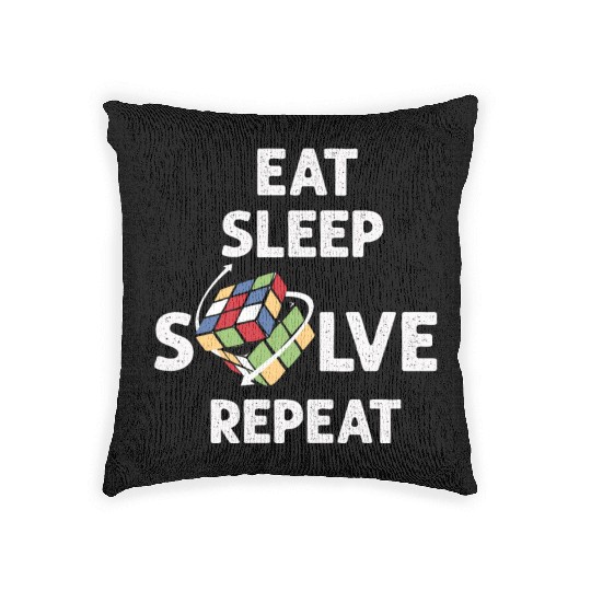 Eat Sleep Solve Repeat Math Speed Cubing Genie Woven Pillows