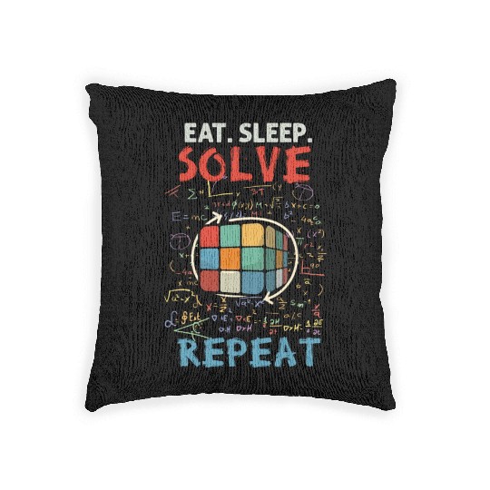 Eat Sleep Solve Repeat Math Speed Cubing Genie Woven Pillows