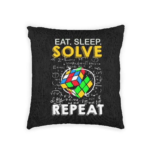 Eat Sleep Solve Repeat Math Speed Cubing Genie Woven Pillows