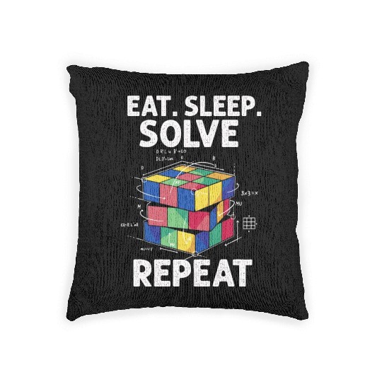 Eat Sleep Solve Repeat Math Speed Cubing Genie Woven Pillows
