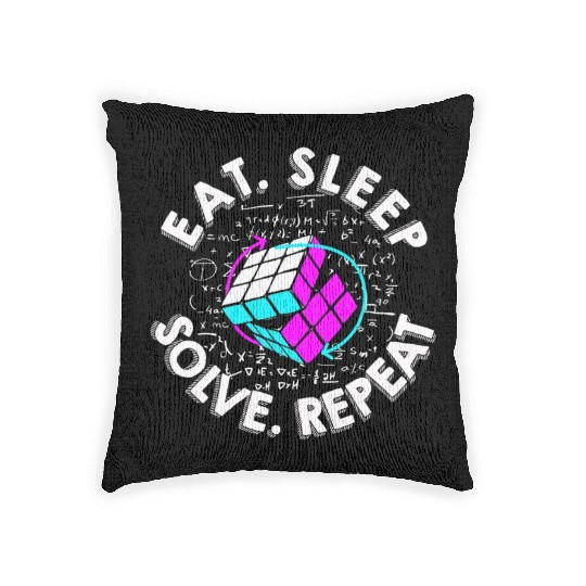 Eat Sleep Solve Repeat Math Speed Cubing Genie Woven Pillows