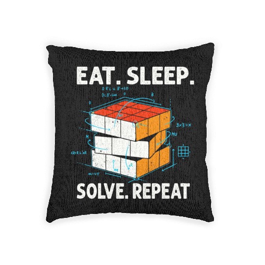 Eat Sleep Solve Repeat Math Speed Cubing Genie Woven Pillows