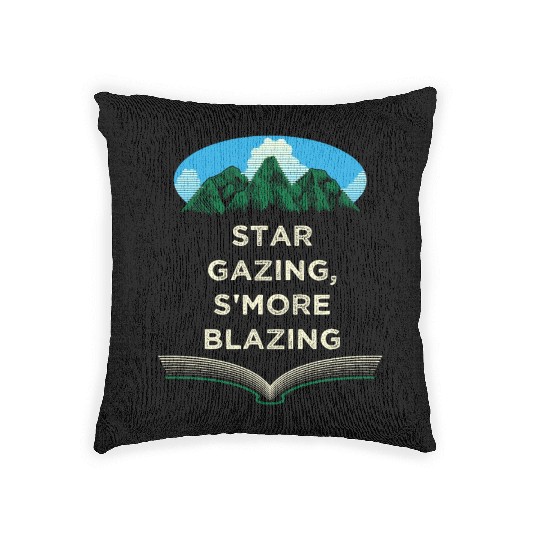 Star Gazing Smore Blazing Camping Friends Camper B Woven Pillows