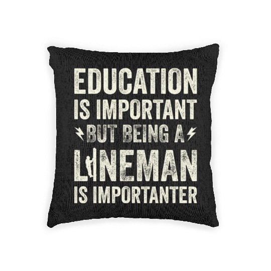 Electrical Lineman Pun Education Is Important Woven Pillows