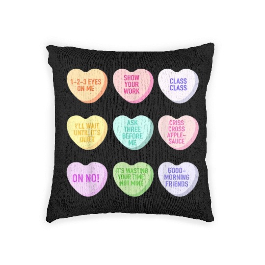 Teacher Valentines Day Conversation Heart School Woven Pillows