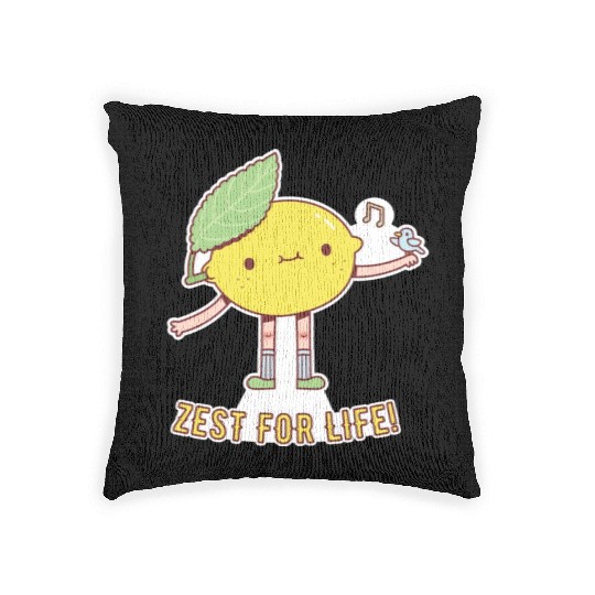 Cute Lemon and Bird Zest For Life Woven Pillows