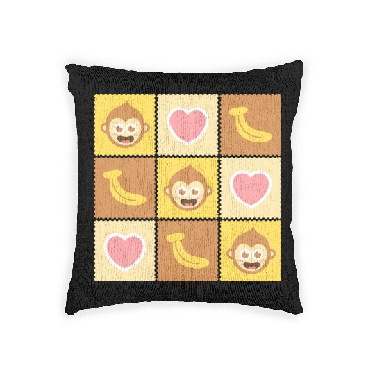 Cute Monkey and Banana Pattern Woven Pillows