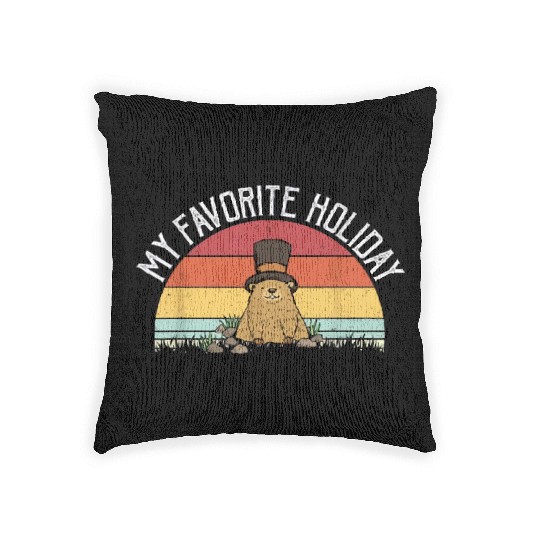 Retro Groundhog Day Gifts Groundhog Day Woven Pillows