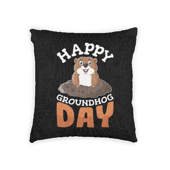 Happy Groundhog Day Woven Pillows Groundhogs Lovers