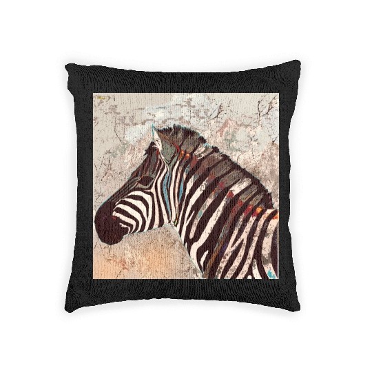 Zebra with neon colors Woven Pillows